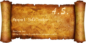 Appel Sándor névjegykártya